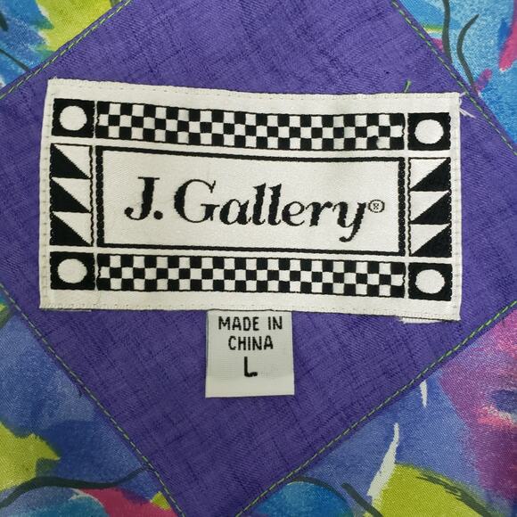 Vintage 80s 90s JGallery Colorblock Windbreaker Parka Trench Purple Green Blue L - Picture 11 of 12